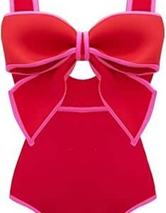 Natalia - วันพีซสีแดงสด ดีไซน์โบว์ขนาดใหญ่และคัตเอาท์ด้านข้าง